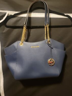 Michael Kors Navy Saffiano Leather Chain-Handle Tote